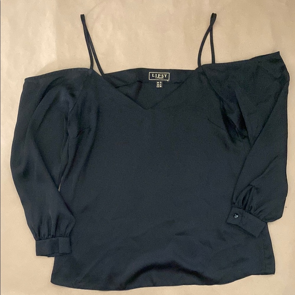 Lipsy Cold Shoulder Satin Long Sleeve Blouse